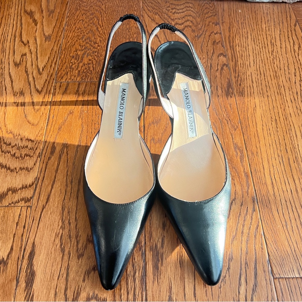 Sold | Manolo Blahnik Carolyne 70 Black Leather Heels
